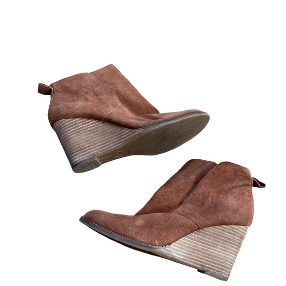 Lucky Brand Shoes - Lucky Brand Booties Ankle Boots Brown Suede LK-Yoniana Wedge Heel Women's 8.5